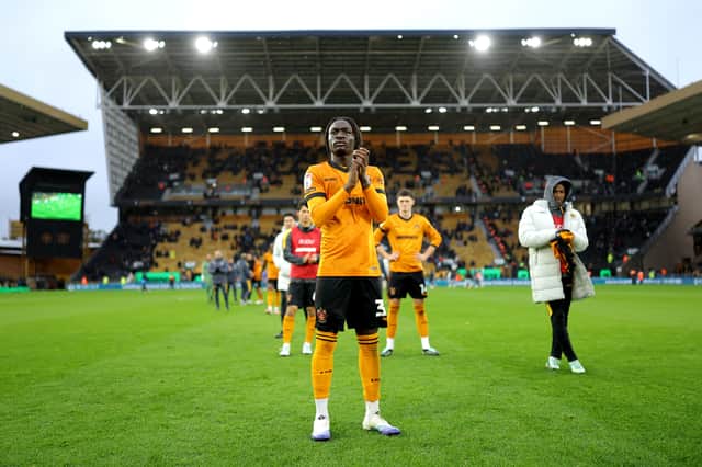 Mateus Mane applauds the fans after the win over Watford
