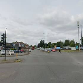 The A4041 Newton Road at the Scott Arms junction, Great Barr