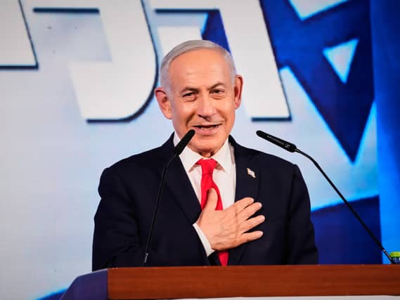 Israeli Prime Minister Benjamin Netanyahu speaks to his supporters