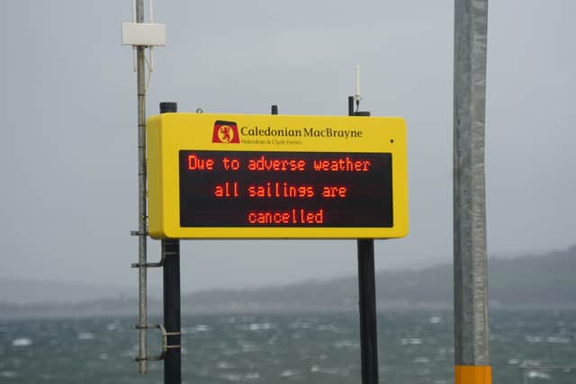 Signs at the Ferry terminal at Wemyss Bay, North Ayrshire (Jane Barlow/PA)