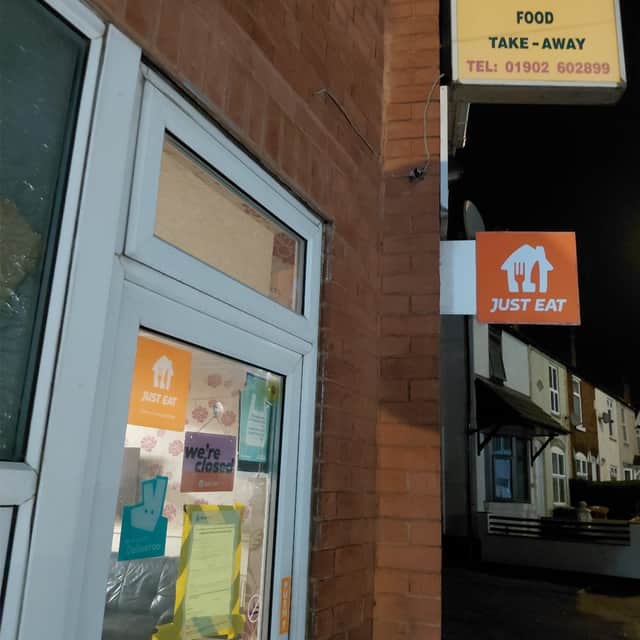 Emergency hygiene notice issued on the window outside of the premises