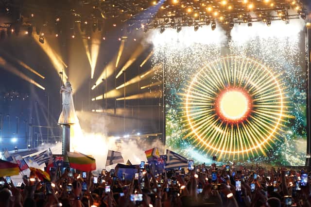 Delta Goodrem representing Australia during Eurovision 2026 (Ian West/PA)