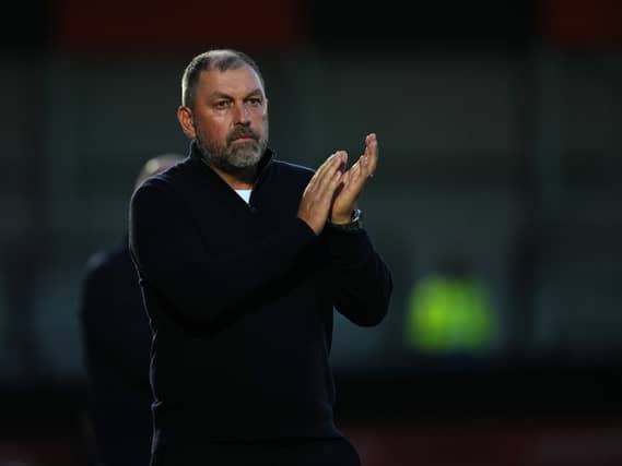 Salford manager Peter Cklamovski reacts on the touchline