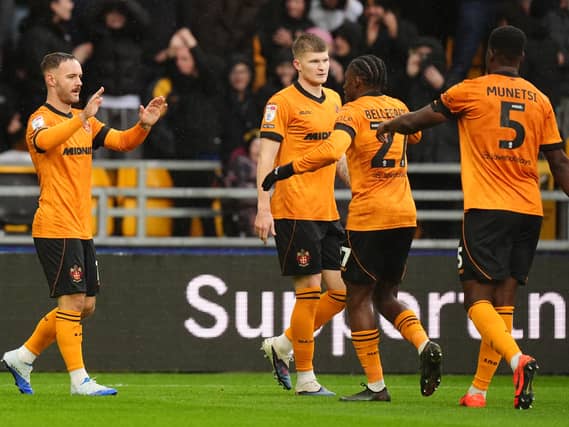 Adam Armstrong celebrates