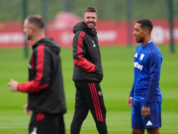 Manchester United manager Michael Carrick during a training session