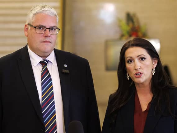 DUP leader Gavin Robinson MP and deputy First Minister Emma Little-Pengelly MLA