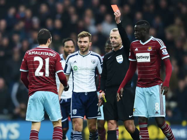 Morgan Amalfitano was sent off at The Hawthorns while playing for West Ham