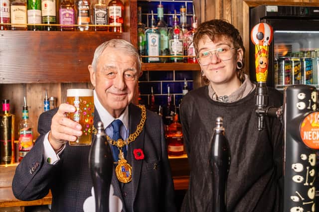 Councillor Alan Fleming, Mayor of Walsall, was invited along as a community hero to pull the first pint
