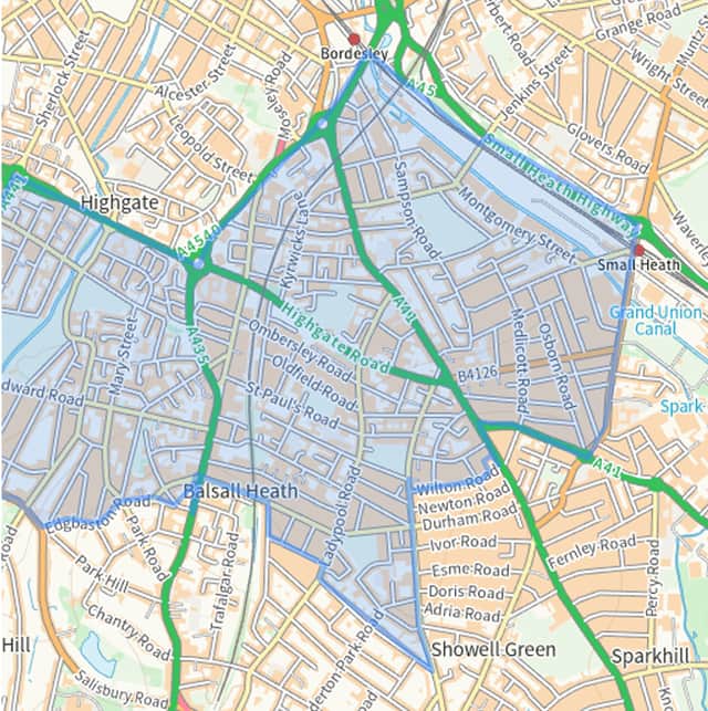 Sparkbrook - West Midlands Police stop and search areas