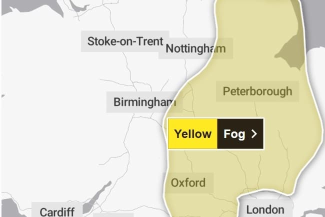 Sechsstündige Nebelwarnung für Teile der West Midlands vom Met Office ...