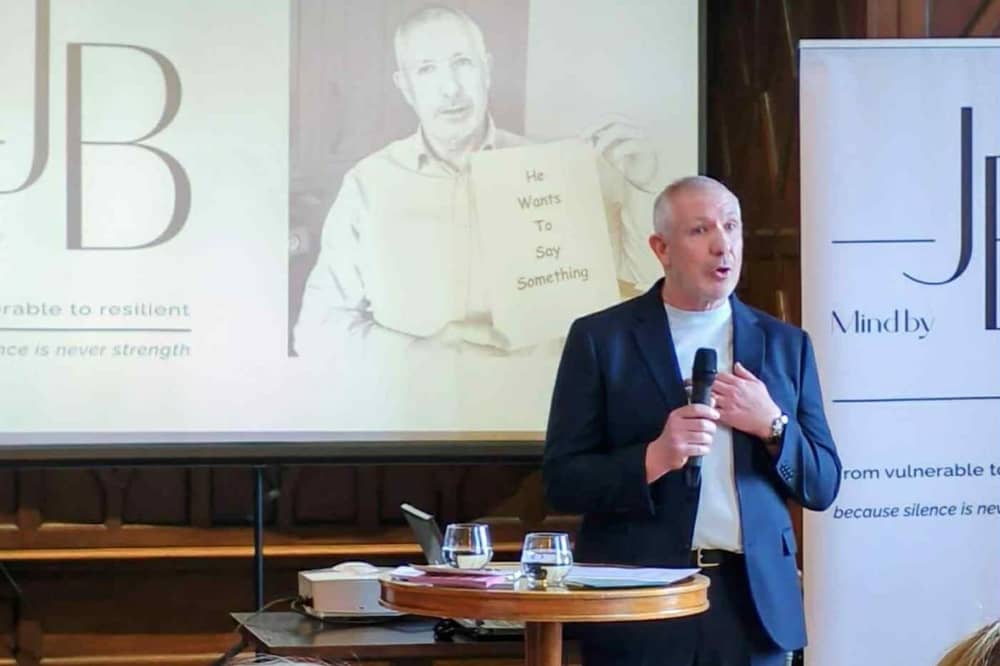 James Bertram speaking at an event at The Mount Hotel in Wolverhampton.