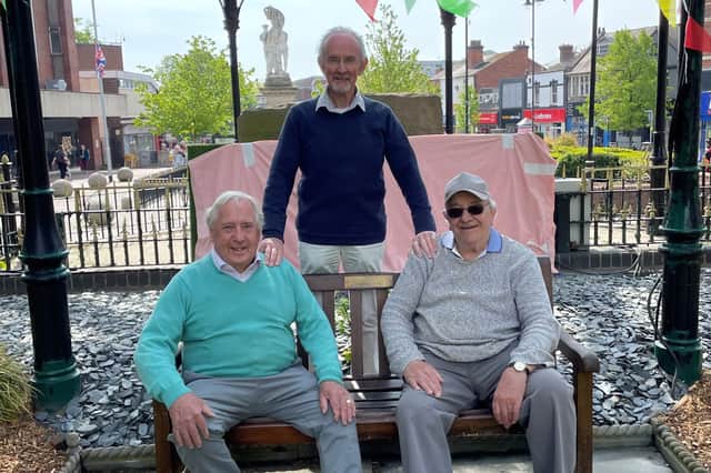 Tony Rose, President Des Pugh, and Charles Sutton