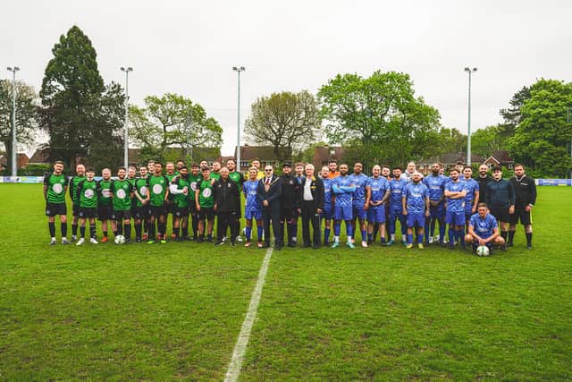 The Mayor of Wolverhampton with the squads, management and match officials.