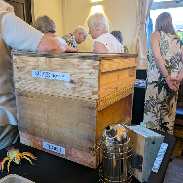 British National Bee Hive which is made up of many different layers each serving a special purpose.