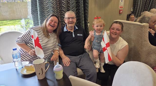 From left: Patrick’s daughter Linda, Patrick, great-granddaughter Olivia-Mae and granddaughter Megan