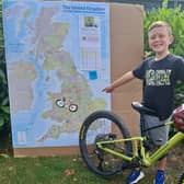 Jamie marking his miles on the map, 508.3 miles so far, over half way across the country