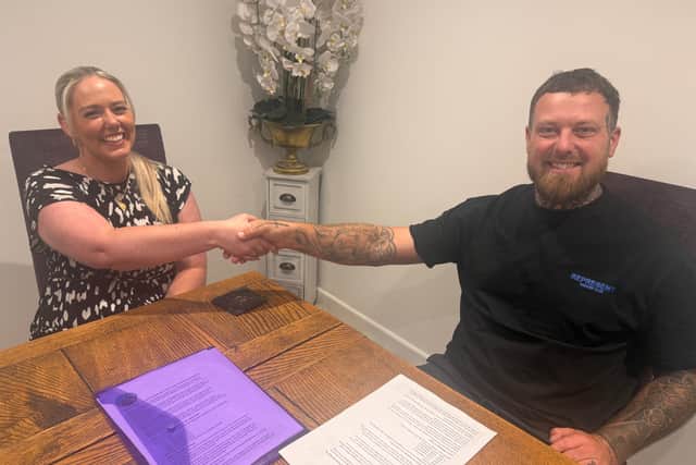 Adam Whittingham with solicitor Sophie Robinson from KMC Legal and Finance, who has helped Adam set up his CIC for H2F