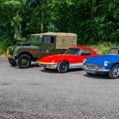 The 1956 ex-military Series One Land Rover, 1972 Lotus Elan Sprint FHC, 1967 MG B and 1974 Innocenti Mini Cooper.