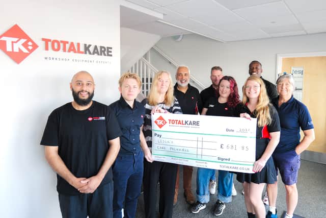 Totalkare's charity walking team with Vi Wood, founder of Leslie's Care Packages