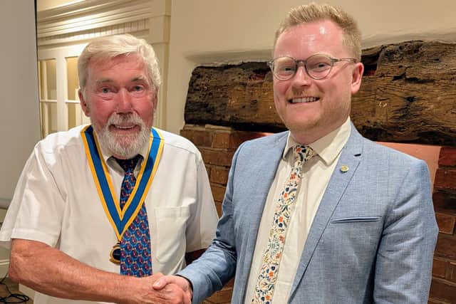 Rotary President Colin Sutton welcomes MP Josh Newbury to the Cannock Club 