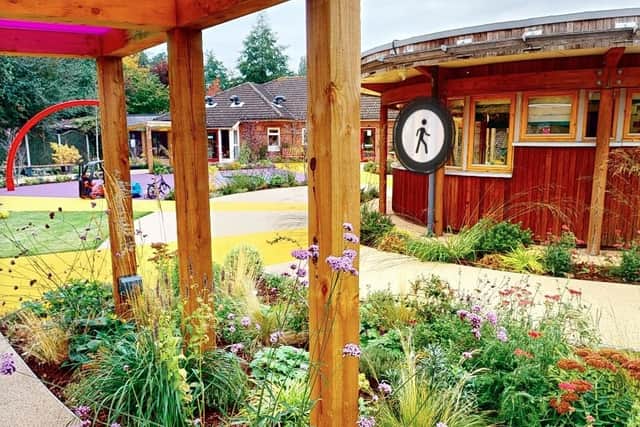 The tour also enables users to explore outdoor spaces, like the gardens at Acorns in the Black Country (pictured).