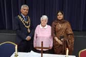 Barbara Pugh (centre) at a recent celebration service for people with a learning disability, with the Mayor of Kidderminster, Councillor Shazu Miah and Mayoress Farjana Khan