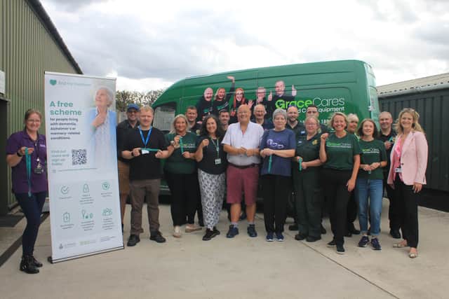Celebrating the launch of the Find My Loved One scheme at Grace Cares HQ, Elmhurst Business Park