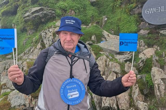 Steve completing his 100th climb up Snowdon