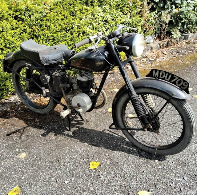 The 1950s Francis-Barnett Falcon motorcycle.