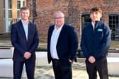 New apprentice surveyors Zach Greenway and Harry Dukes with Paul Milsom (centre)