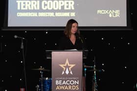 Terri Cooper, Commercial Director at Roxane UK speaking at last year’s awards.