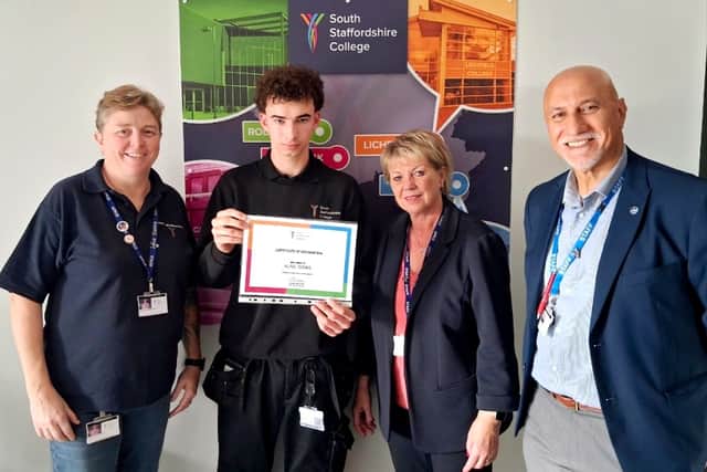 Motor vehicle student Alfie recognised for going above and beyond in local community