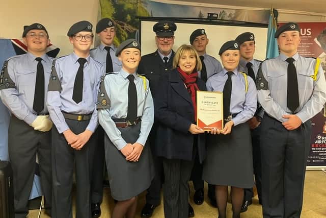 Cadets from 2488 (Kingswinford) Squadron ATC with Jan Jennings from RBF