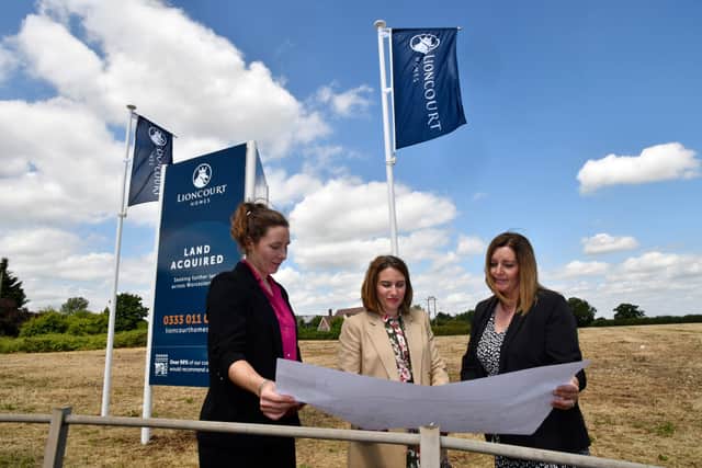 Lioncourt Homes' all-female land team of Laura Stanway, Land and Planning Coordinator (Left), Rachel Cartwright, Land Director (Middle) and Rachael Bibby, Head of Land and Planning (Right).