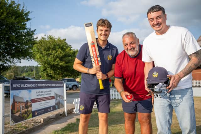 Ollie Westbury, Gordon Lewis and Jamie Turner at Himley CC following the sponsorship