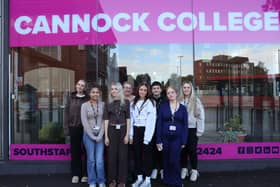 T Level Health students outside Cannock College