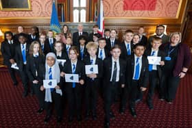 Pupils and staff from The Link Academy, Netherton with the Rt Hon Sir Lindsay Hoyle MP and Cat Eccles MP at the Houses of Parliament