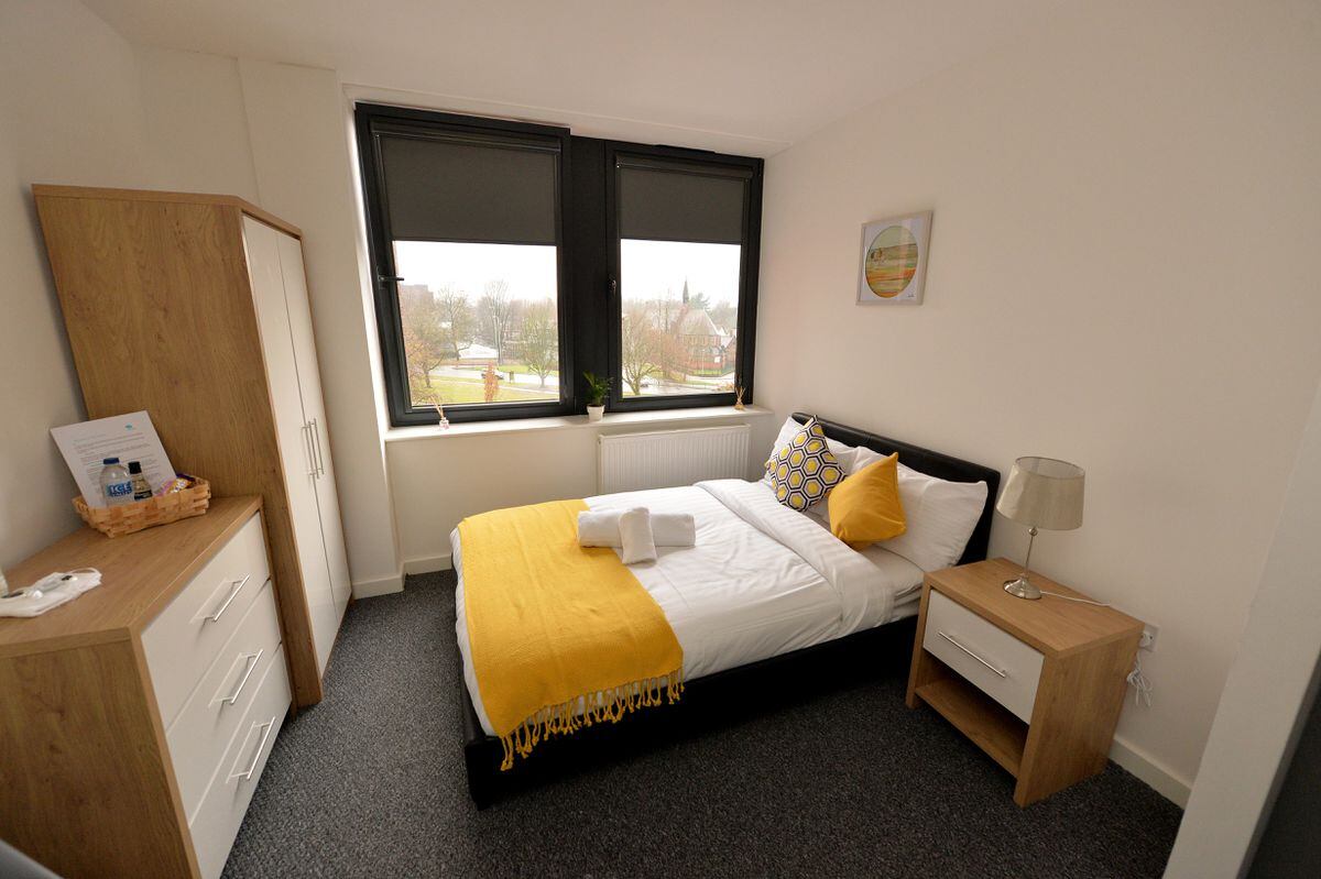 Inside one of the single bedrooms