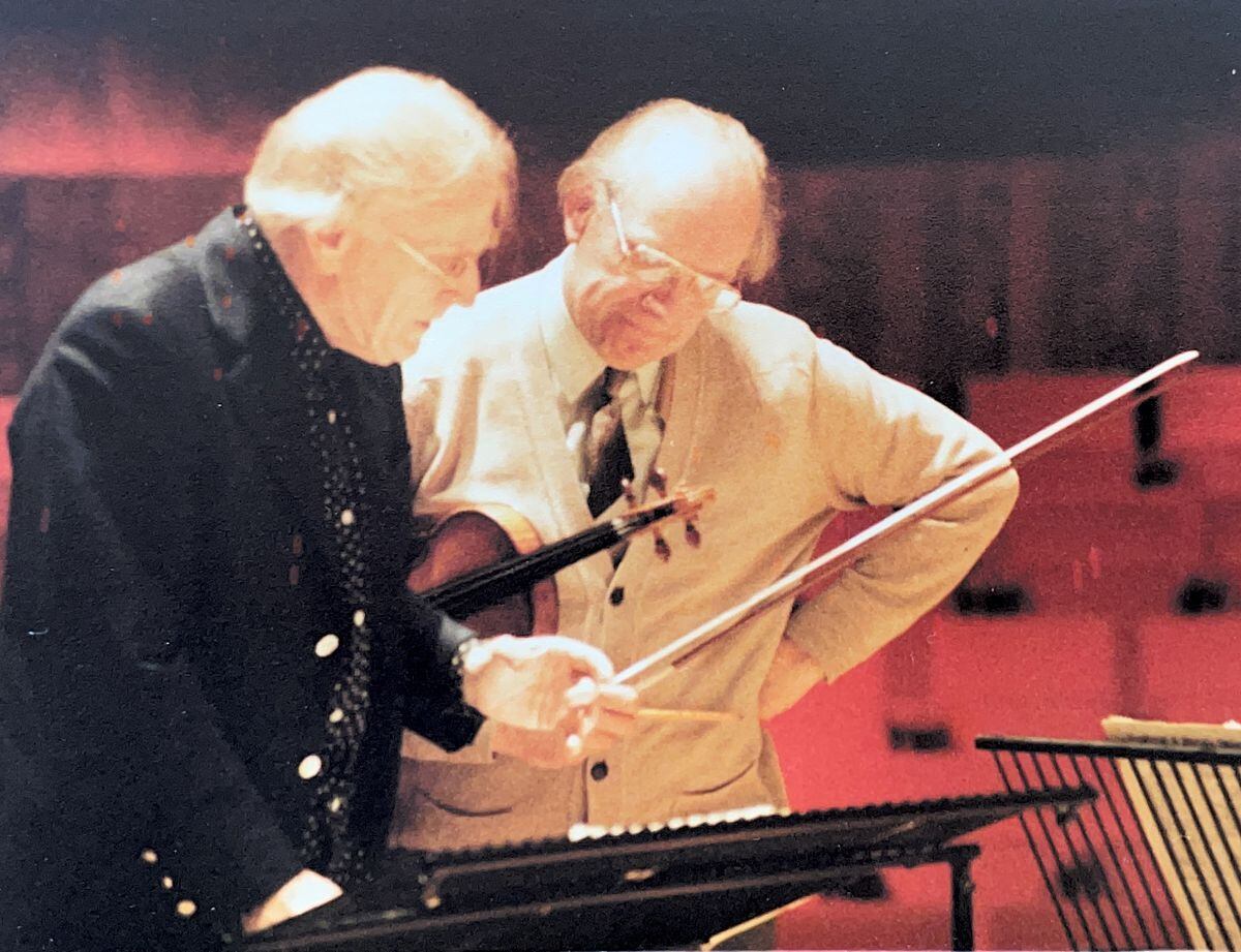 John Ludlow, right, with Yehudi Menuhin.