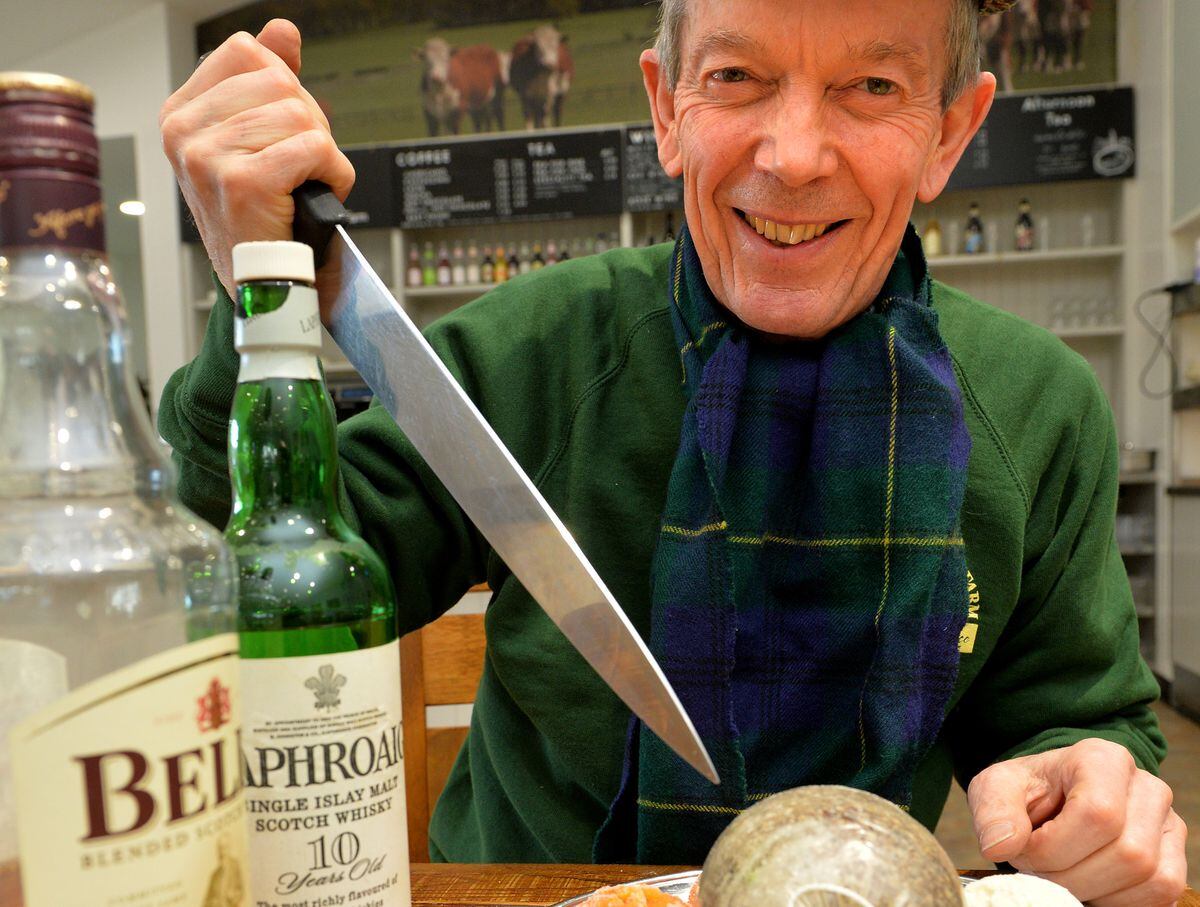WOLVERHAMPTON COPYRIGHT TIM STURGESS EXPRESS AND  STAR...... 19/01/2022   Essington Farm will be running its first Burns Night event in two years on Saturday, January 22, with haggis served alongside locally grown vegetables and Scottish whiskey. Farm owner Richard Simkin ( pictured) will be giving his annual Black Country ode to the haggis..