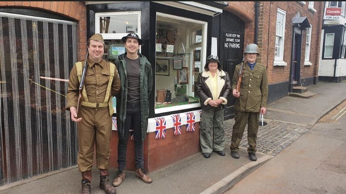 W Maiden and Son family butchers are celebrating VE Day all out. Traditional war outfits and authentic WW2 memorabilia have been decorated all around the shop including pictures of war vehicles, medals, WW2 certificates and decorated cakes.