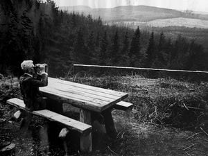 This new picnic table was installed by the Forestry Commission on the hillside below Castle Ring in March, 1967