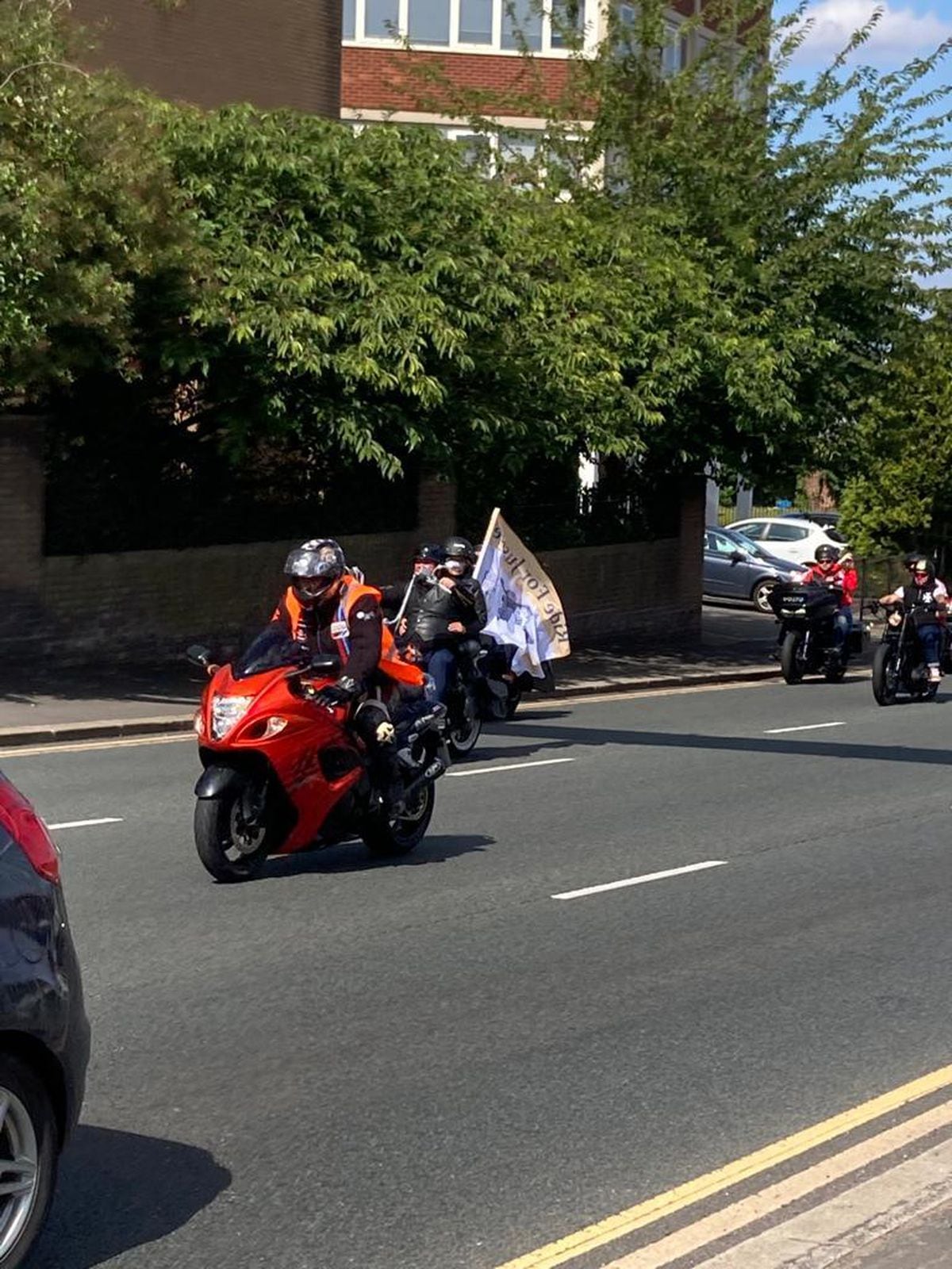 Motorcyclists taking part in Ride for Ryan, in memory of Ryan Passey, on the Stourbridge ring road
