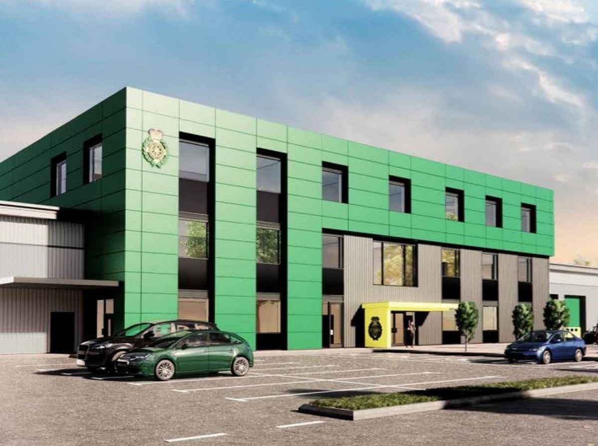 An artist's impression of the proposed location for a new West Midlands Ambulance Service hub in Oldbury. Image: Webb Gray
