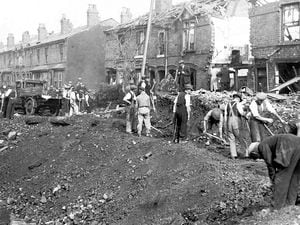 Devastation in Willenhall Road, Wolverhampton, on Friday, July 31, 1942.