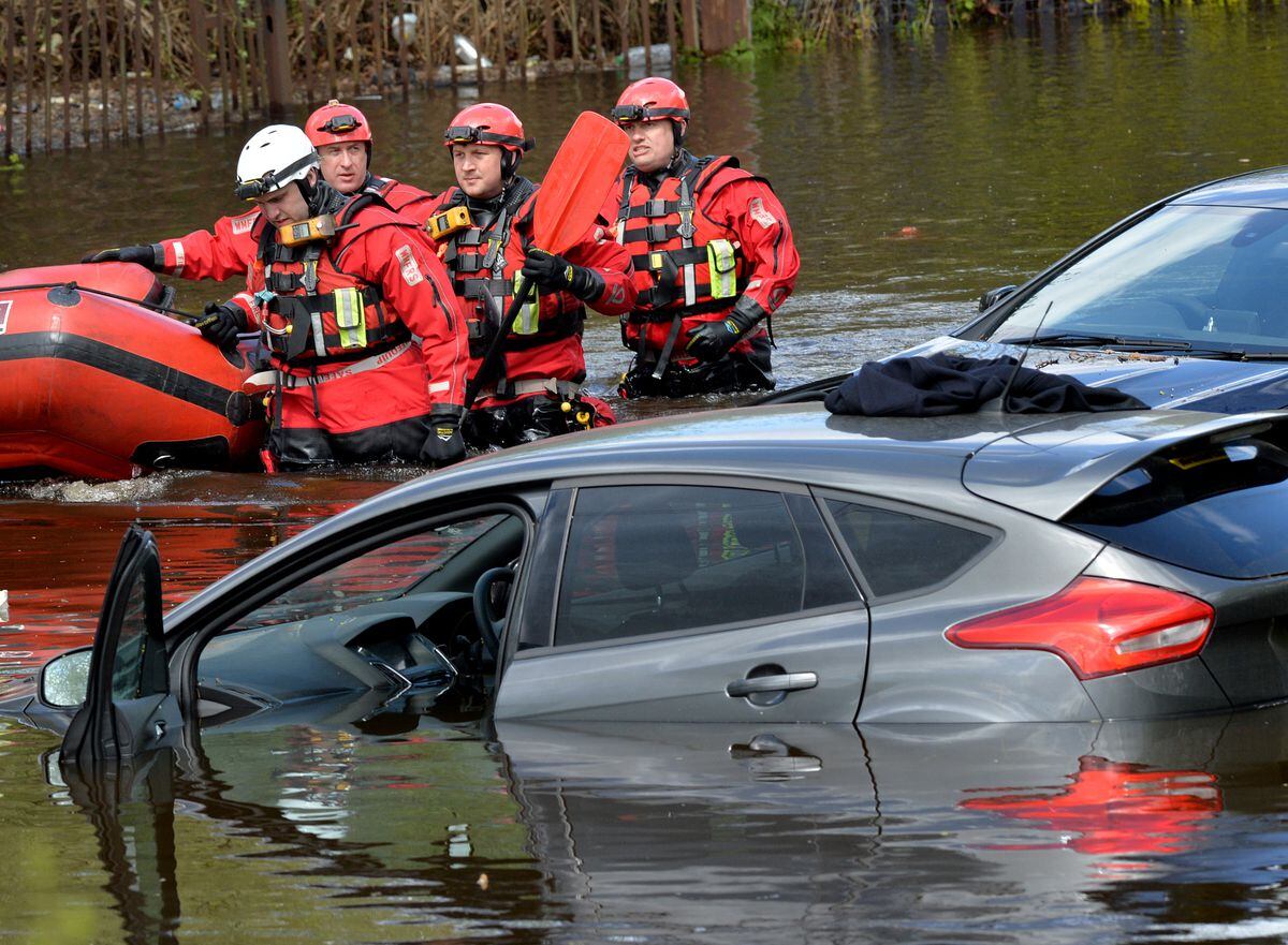 Specialist water rescue teams were sent to the flood