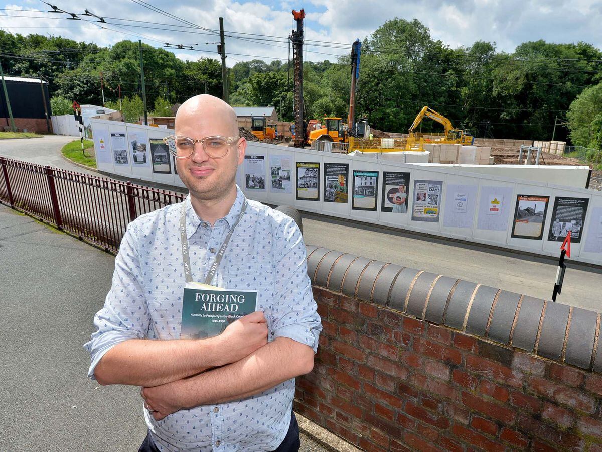 DUDLEY COPYRIGHT EXPRESS AND STAR STEVE LEATH 22/07/2021..Mark Andrews feature.  Pics at the Black Country Museum of Historian: Simon Briercliffe. He has just written a new book: Forging Ahead. There are also some pics of building work going on at museum..