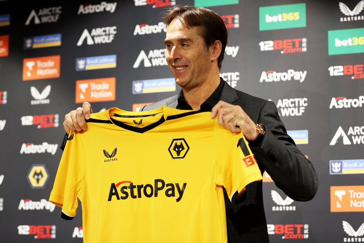 New Wolves head coach Julen Lopetegui being unveiled in front of the press (Getty)