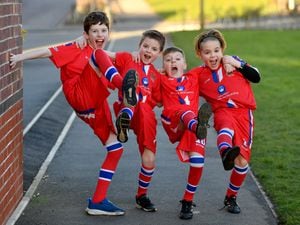 Isaac Gould, aged 9, Travis Dolman, aged 9, Luke Harrison, aged 9 and Jack Perry, aged 8, are raising money for their football club the Chasetown Stags Under 10's, by doing ten thousand steps in February. 