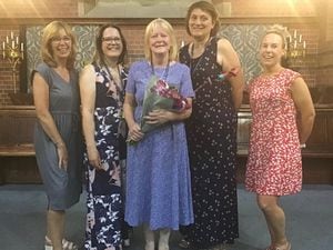 Sue Darby (centre) with colleagues (from left) Sharon Mason, Charlotte McDonald, Sharon Mills and Zoe Duquette